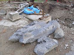 震災後集められた石碑